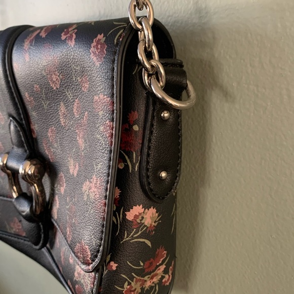 ❤️CHAPS Small Faux Leather CROSS-BODY Purse Hand Bag w Floral Print 10.5x7x2 " - Picture 1 of 10